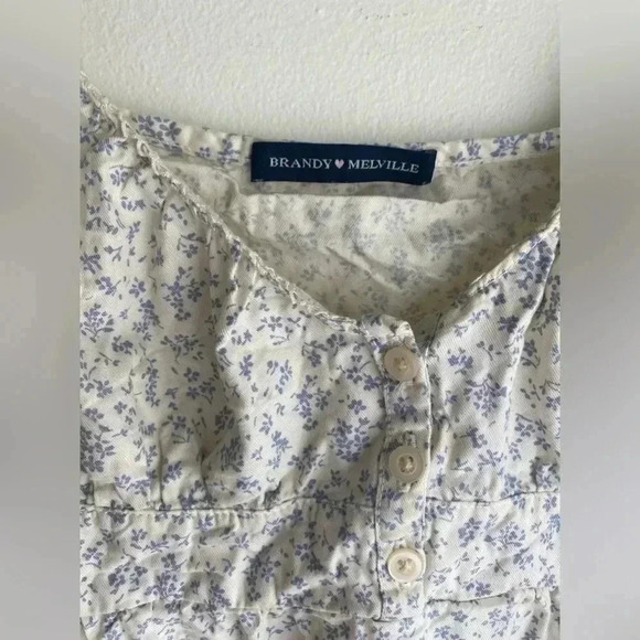 Brandy Melville Babydoll Dress Floral Mini Cotton Summer Tie Back Button Front - Picture 2 of 10
